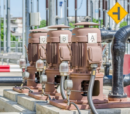 three outdoor pumpsの写真素材