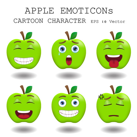 Apple emoticon cartoon character のイラスト素材