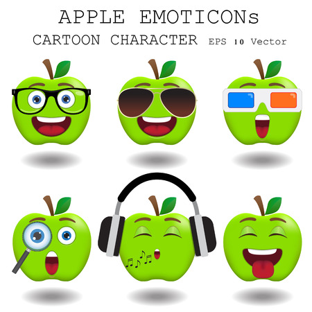 Apple emoticon cartoon characterのイラスト素材
