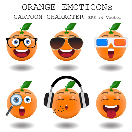 Orange emoticon cartoon character のイラスト素材