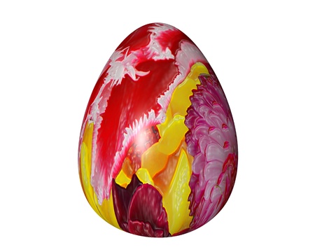 motley Easter egg on a white backgroundの写真素材