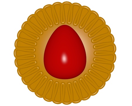 red Easter egg with shining golden haloの写真素材