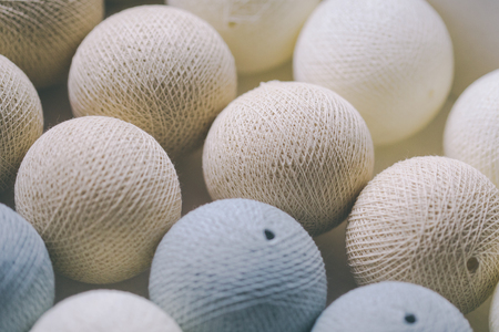 collection of wool balls on white backgroundの写真素材
