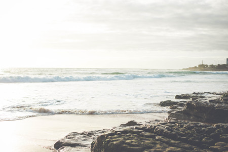 Gloomy weather at the beautiful beach. Portugalの写真素材