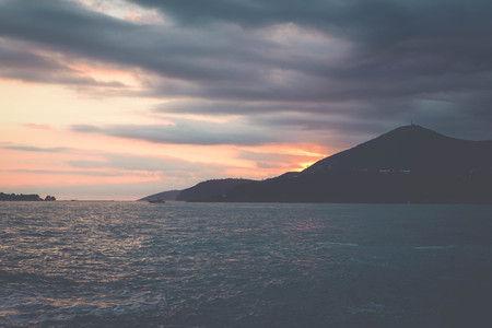 Beautiful summer sea sunset landscape. Beach in Montenegroの写真素材
