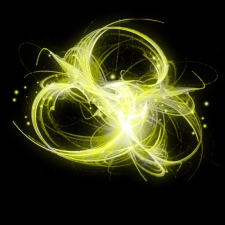 Yellow abstract cloud on black background.の写真素材