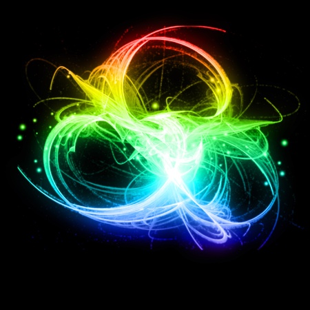 Rainbow abstract cloud on black background.の写真素材