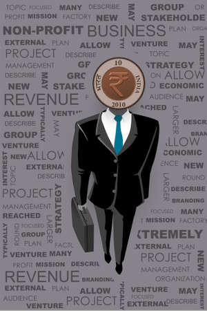businessman surrounded from the business word cloudのイラスト素材