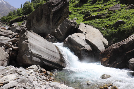 Cascade in river inside himalayan valleys