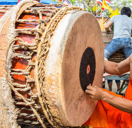 Monk is tuning drumsの写真素材