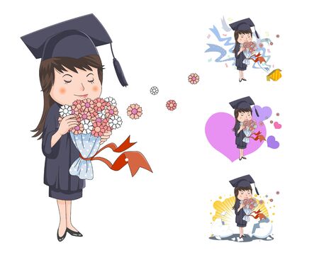 Female student graduating.のイラスト素材