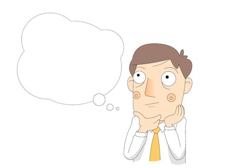 Office worker male character thinkingのイラスト素材