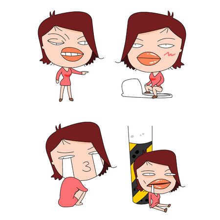 Humorous and comical character, illustration set.のイラスト素材