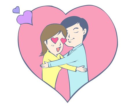 Husband and wife are seeing each other love each other.のイラスト素材
