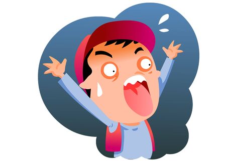 Sweating in surprise Male illustration.のイラスト素材