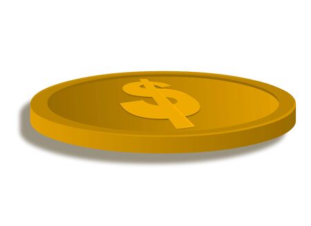 Illustration of a gold coin with a dollar sign.の写真素材