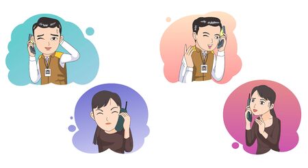 Customer and service engineer illustrationのイラスト素材