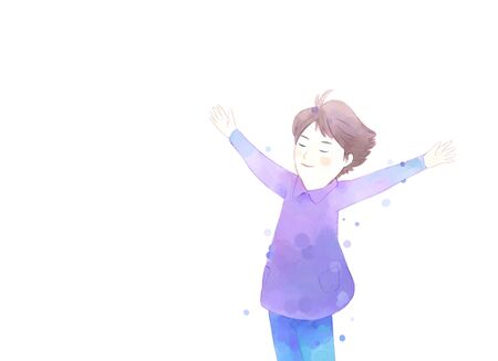 With a fresh smile feeling happiness Man illustration.の写真素材