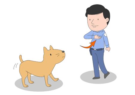 An illustration of a guardian training a dog.のイラスト素材