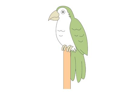 Comic animal character illustration, Parrotのイラスト素材
