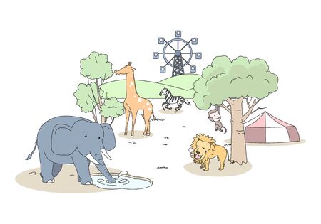 Comic animal character illustration, zooのイラスト素材
