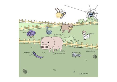 Comic animal character illustrationのイラスト素材