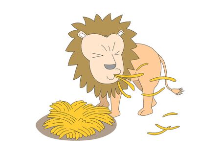 Comic animal character illustration, Lionのイラスト素材