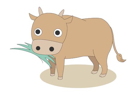 Comic animal character illustration, Cowのイラスト素材