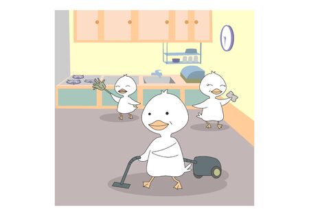Comic animal character illustration, Duckのイラスト素材
