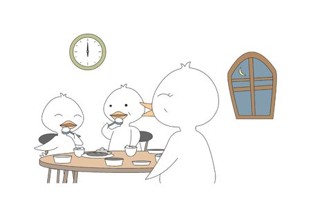 Comic animal character illustration, Duckのイラスト素材