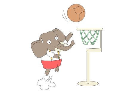 Comic animal character illustration, Elephantのイラスト素材