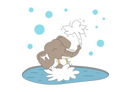 Comic animal character illustration, Elephantのイラスト素材