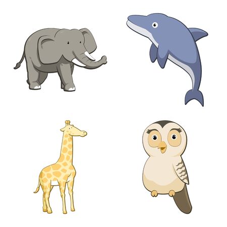 Cute animal illustration on white backgroundのイラスト素材