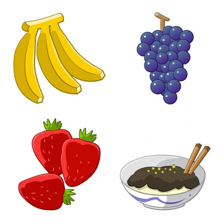 A variety of cute foods on a white backgroundのイラスト素材