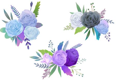 Blue rose watercolor illustrationの写真素材