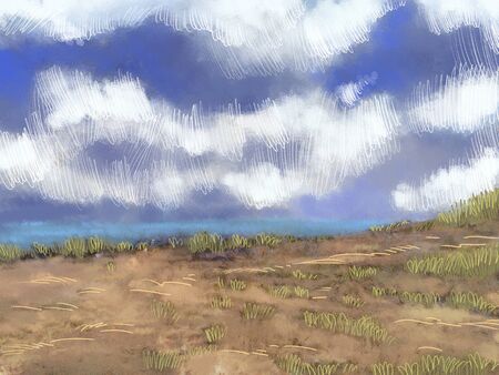 Hand-drawing touch natural landscape photo illustration,の写真素材