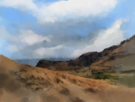 Hand-drawing touch natural landscape photo illustration,の写真素材