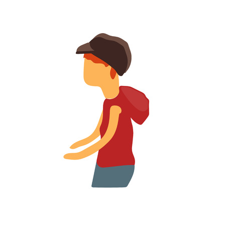 Young boy walking vector vector isolated on white background for your web and mobile app design, Young boy walking vector conceptのイラスト素材