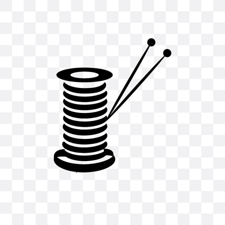 Yarn spool vector icon isolated on transparent background, Yarn spool logo conceptのイラスト素材