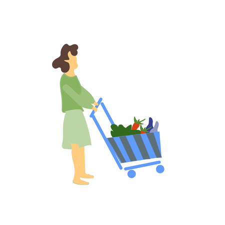 woman with shopping bag vector vector isolated on white background for your web and mobile app design, woman with shopping bag vector conceptのイラスト素材