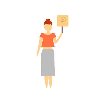 Woman holding message vector vector isolated on white background for your web and mobile app design, Woman holding message vector logo conceptのイラスト素材