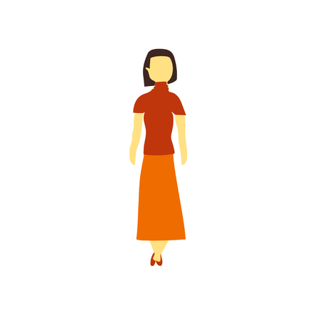 Female standing vector  vector isolated on white background for your web and mobile app design, Female standing vector  logo conceptのイラスト素材