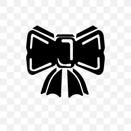 Bow black vector icon isolated on transparent background, Bow black logo conceptのイラスト素材