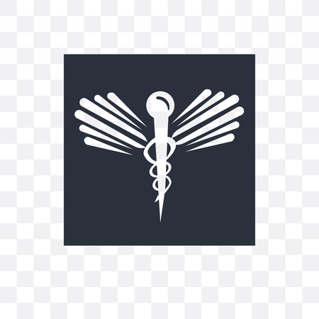 Caduceus medical vector icon isolated on transparent background, Caduceus medical logo conceptのイラスト素材
