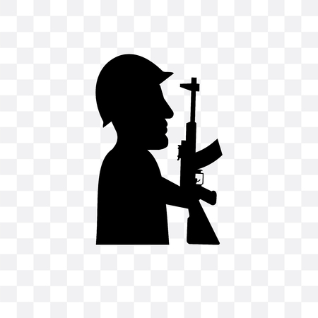 Soldier vector icon isolated on transparent background, Soldier logo conceptのイラスト素材