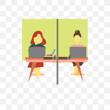Modern woman coworking in the office vector icon isolated on transparent background, Modern woman coworking in the office logo conceptのイラスト素材