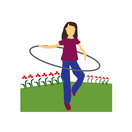 woman rotates hula hoop vector vector isolated on white background for your web and mobile app design, woman rotates hula hoop vector logo conceptのイラスト素材