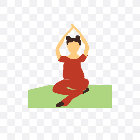 Woman practicing yoga vector icon isolated on transparent background, Woman practicing yoga logo conceptのイラスト素材