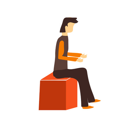 Sitting man vector vector isolated on white background for your web and mobile app design, Sitting man vector logo conceptのイラスト素材