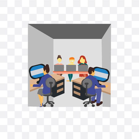 crowd of people working in office vector icon isolated on transparent background, crowd of people working in office logo conceptのイラスト素材